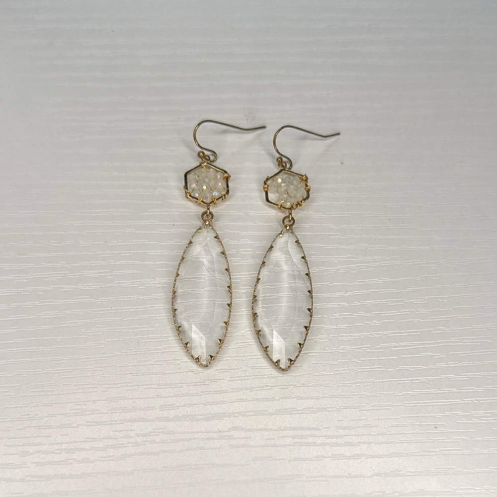 Elegant Gold and Clear Dangle Earrings
